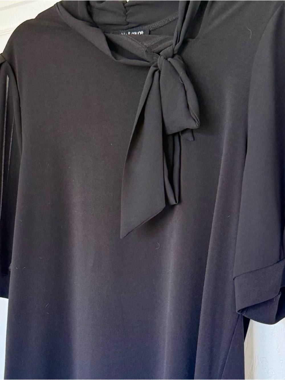 Cable & Gauge Black Tie-Neck Blouse Shirt Size Large